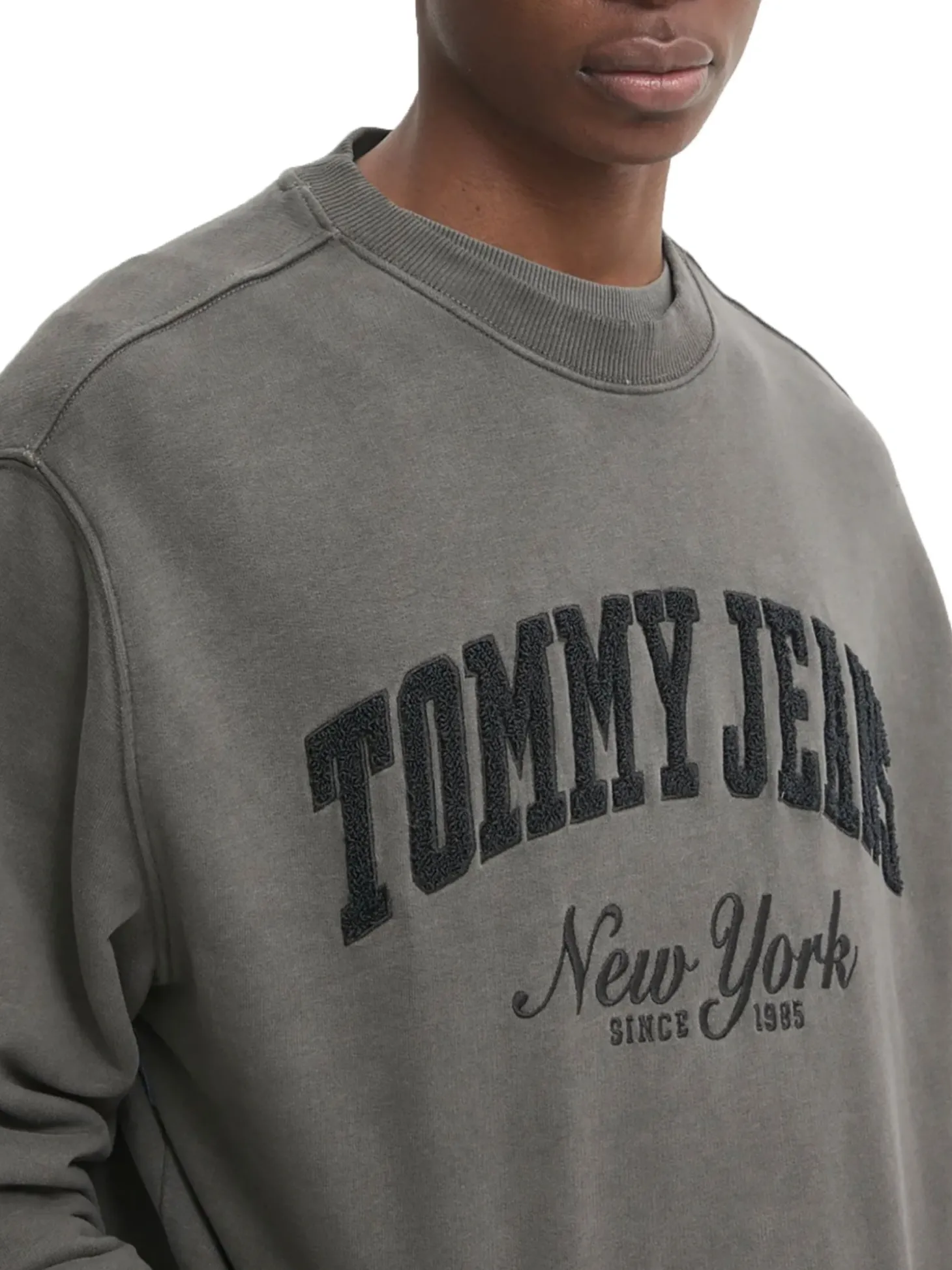 Felpa Varsity relaxed fit effetto sbiadito nero