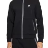 Felpa zip con patch logo gommato sul petto nero