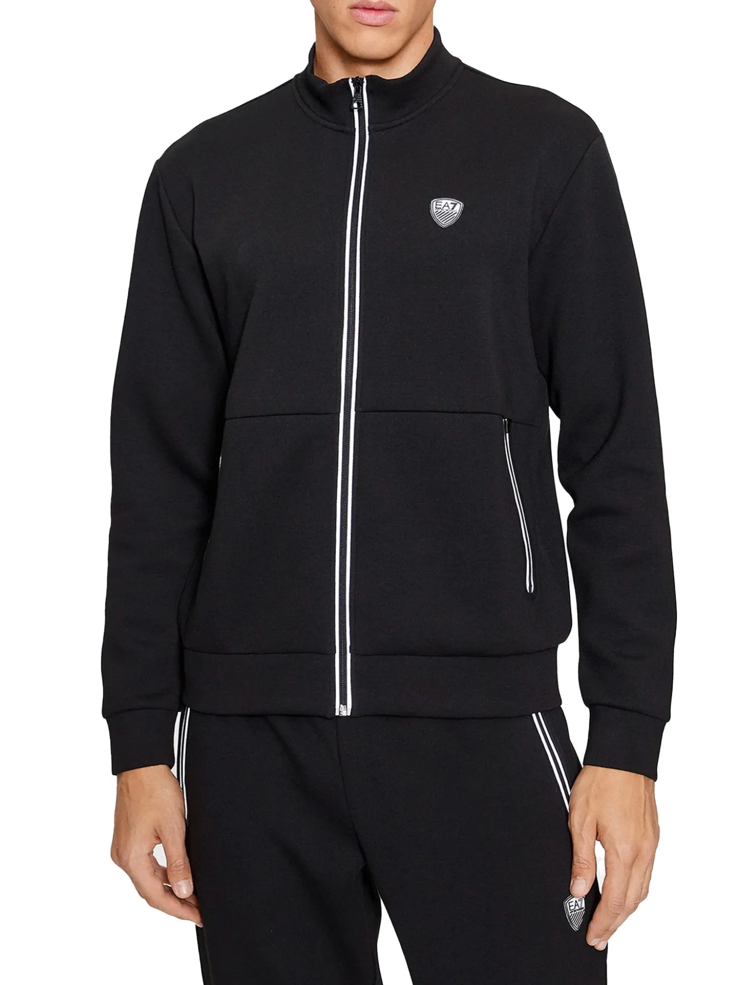 Felpa zip con patch logo gommato sul petto nero
