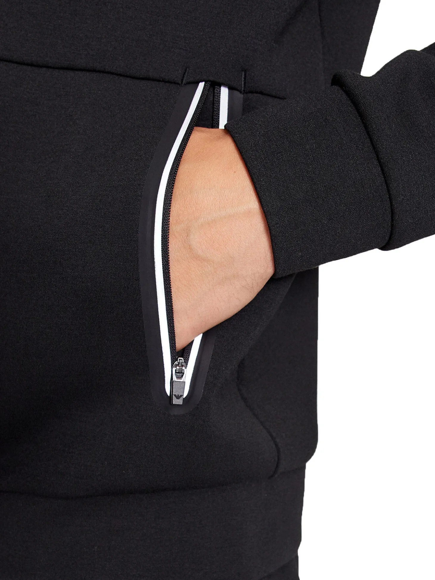 Felpa zip con patch logo gommato sul petto nero