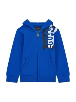 Felpa zip e cappuccio con stampa active bluette