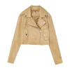 Giacca biker suede sabbia