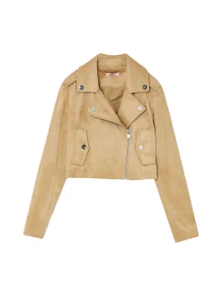 Giacca biker suede sabbia