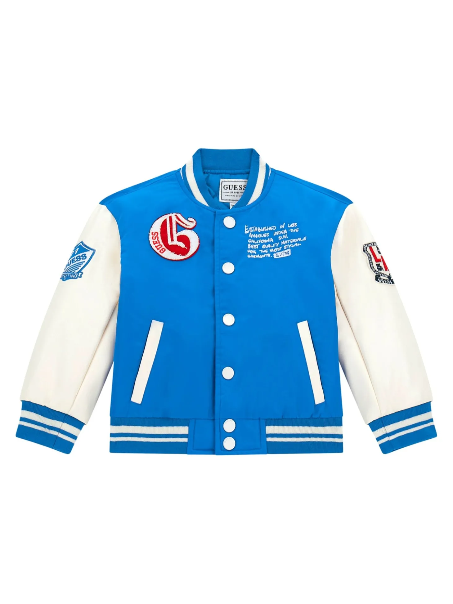 Giacca bomber college patch ricamo tigre posteriore bluette