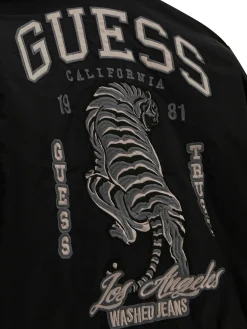 Giacca bomber college patch ricamo tigre posteriore nero