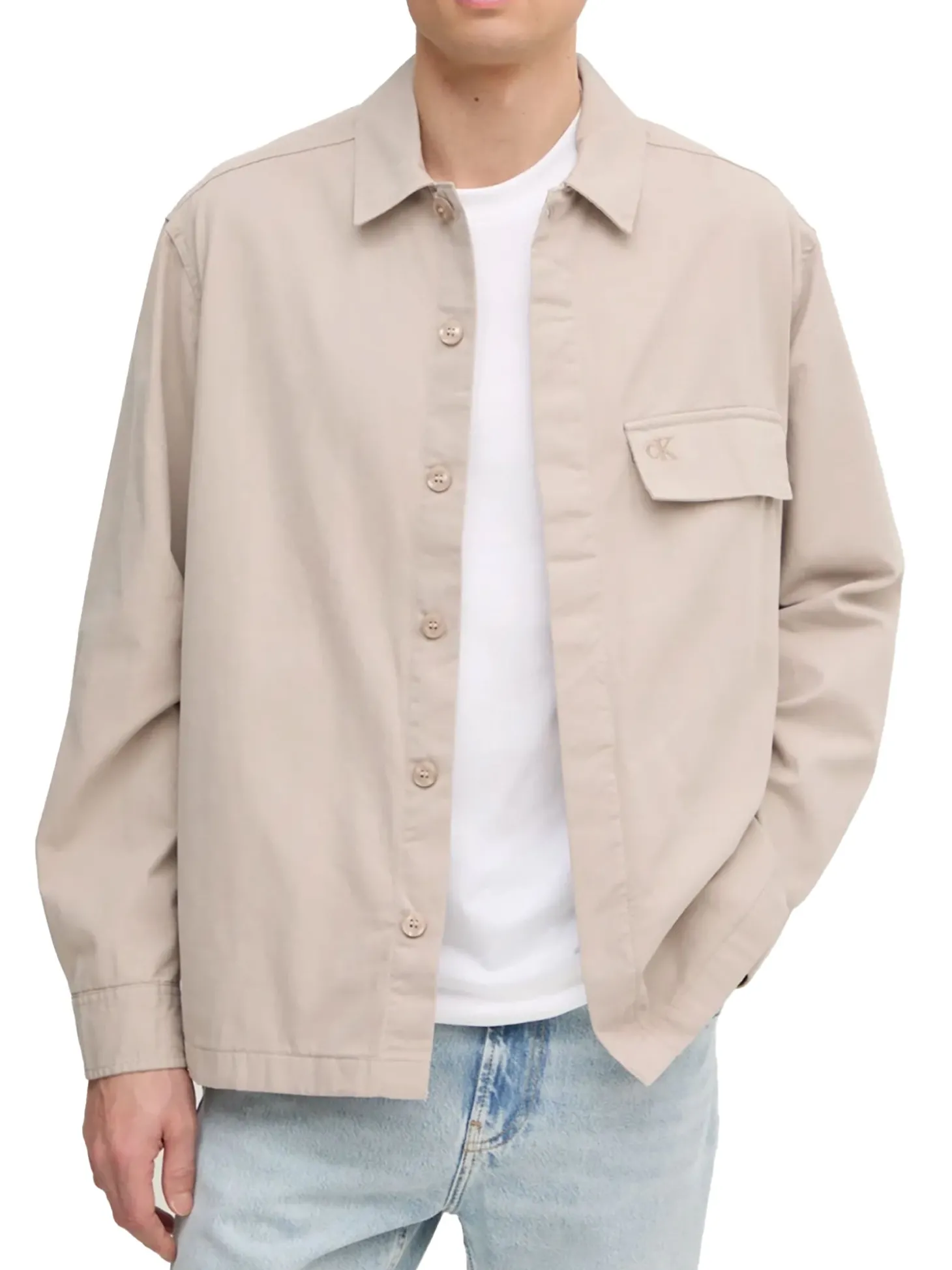 Giacca camicia di cotone taglio relaxed beige