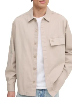 Giacca camicia di cotone taglio relaxed beige