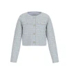 Giacca con bottoni e tasche applicate in tweed celeste