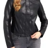 Giacca in pelle zip new Fiammetta nero