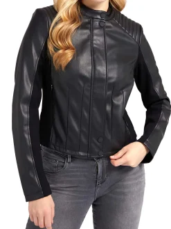 Giacca in pelle zip new Fiammetta nero