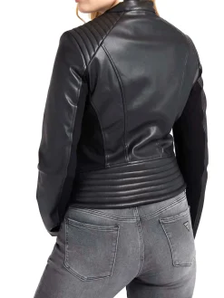 Giacca in pelle zip new Fiammetta nero