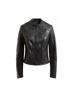 Giacca in pelle zip new Fiammetta nero