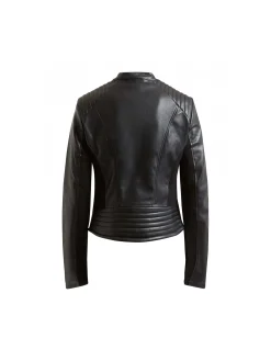 Giacca in pelle zip new Fiammetta nero