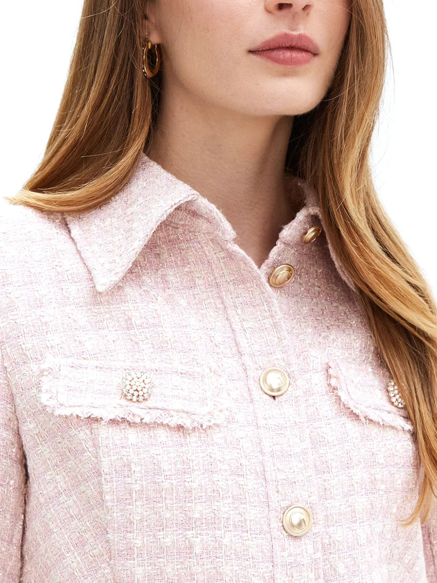Giacca in tweed Daphnee bianco/rosa