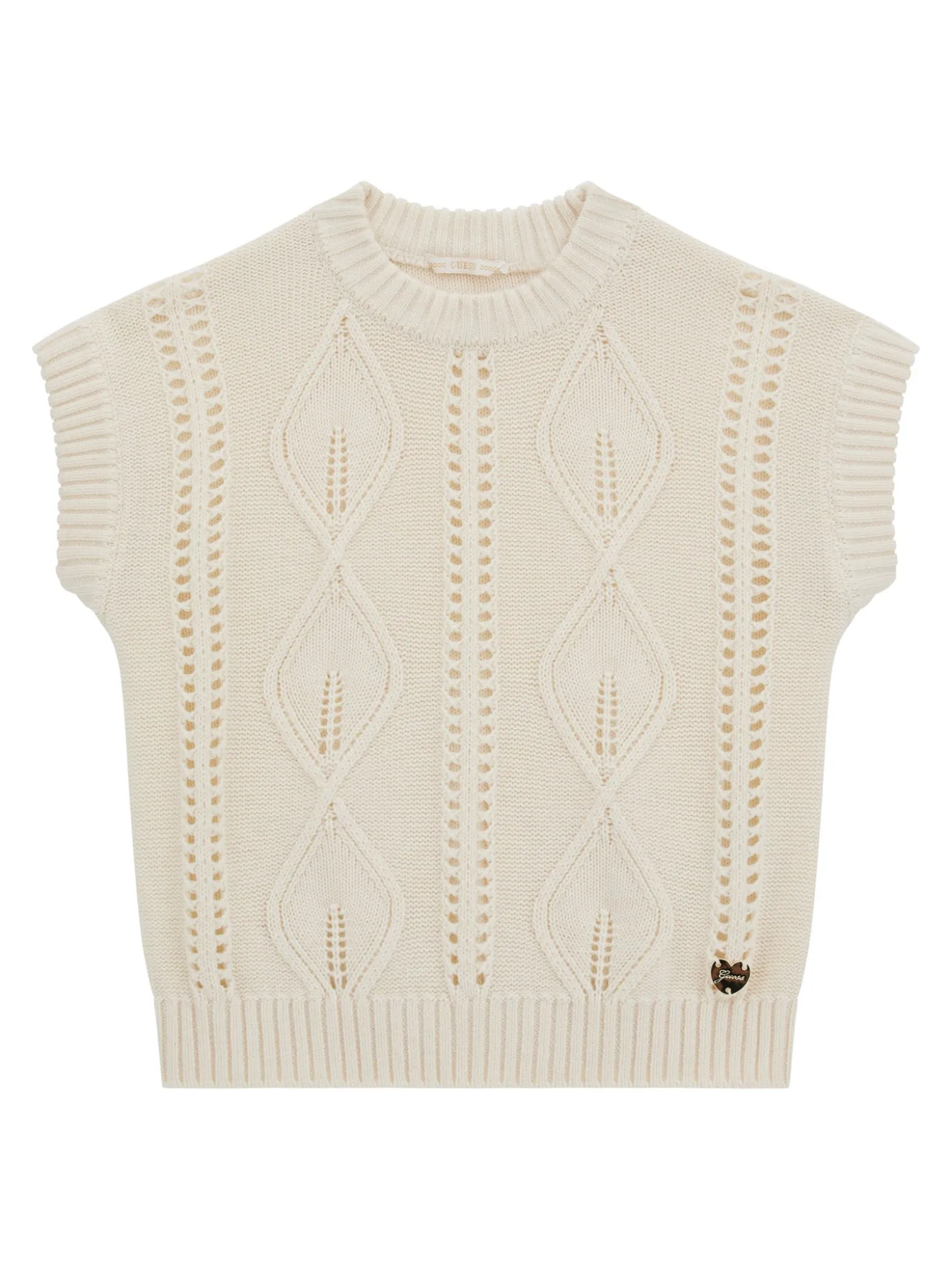 Gilet in maglia con scollo a V panna