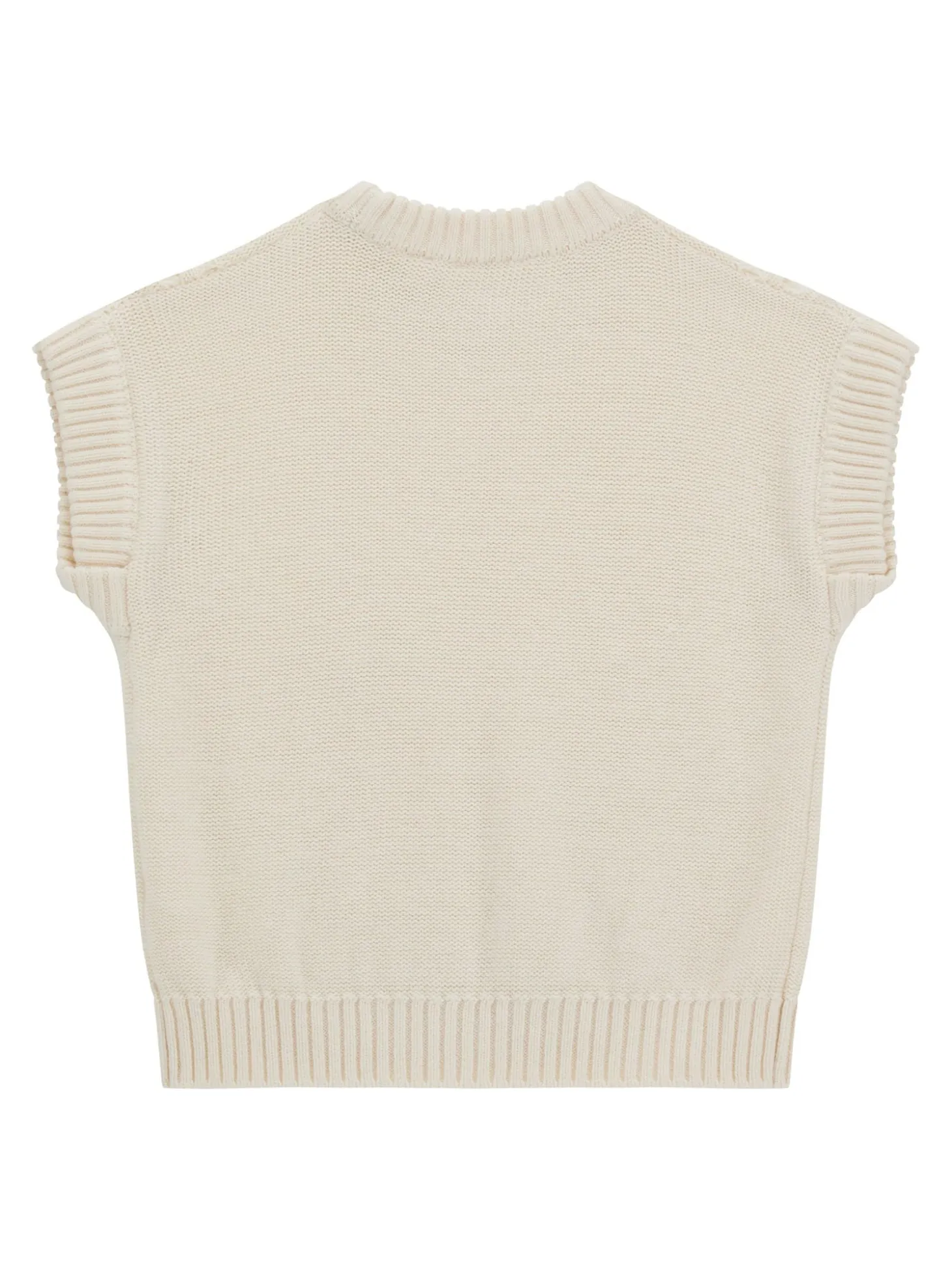 Gilet in maglia con scollo a V panna