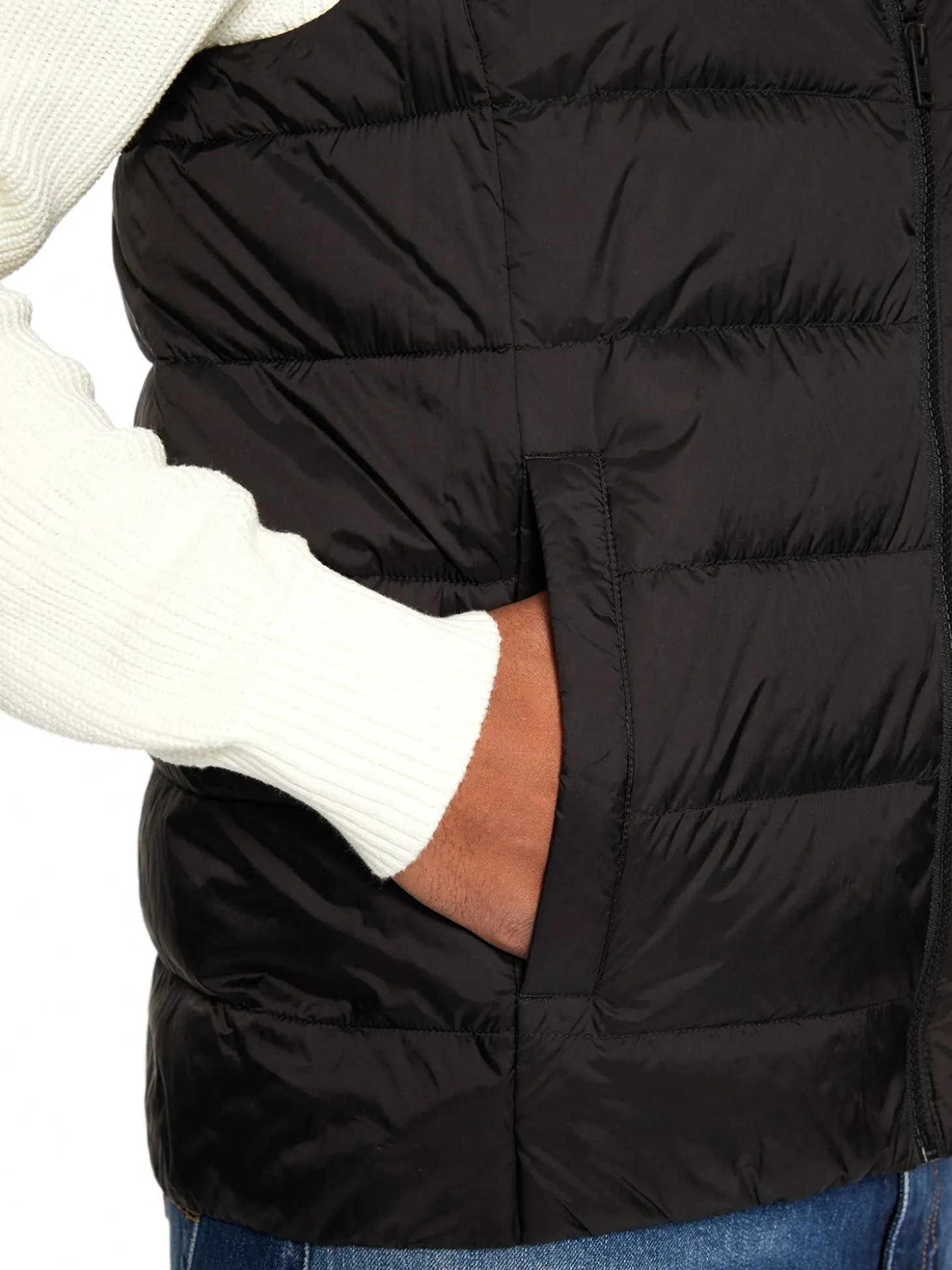 Gilet leggero in piuma con zip tjm nero