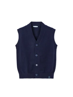 Gilet tricot in maglia blu