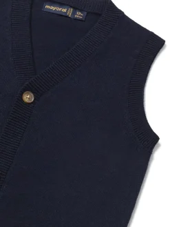 Gilet tricot in maglia scollo a V blu