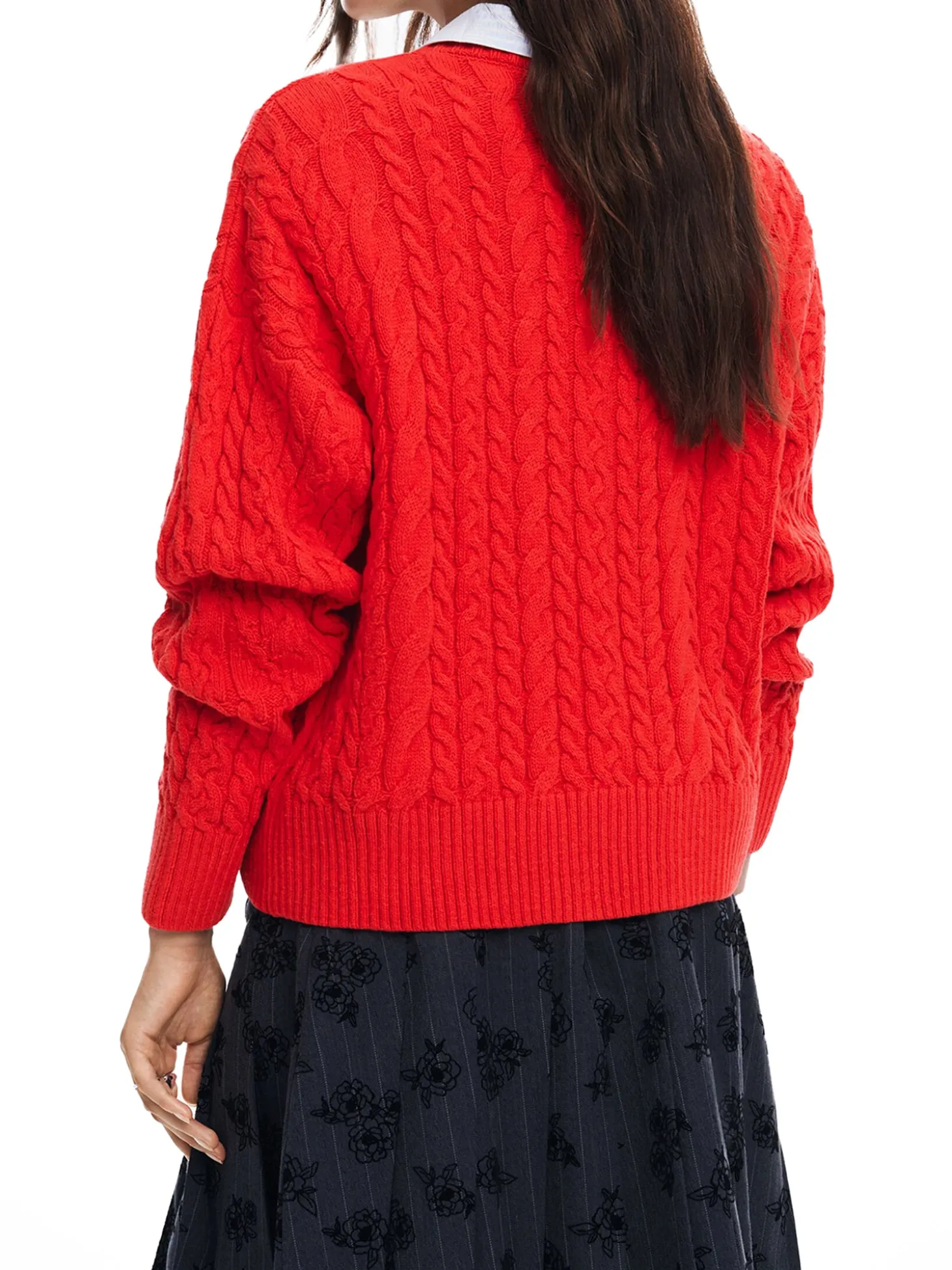 Giroccolo con motivo a trecce rosso