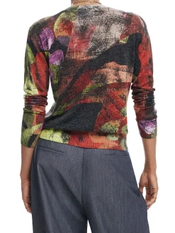 Girocollo a maniche lunghe con stampa multicolor