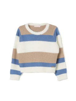 Girocollo a righe maglia peluches multicolor