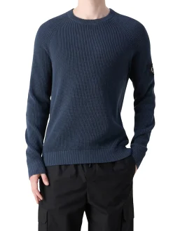 Girocollo con logo sulla manica blu