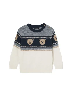 Girocollo jacquard beige/blu