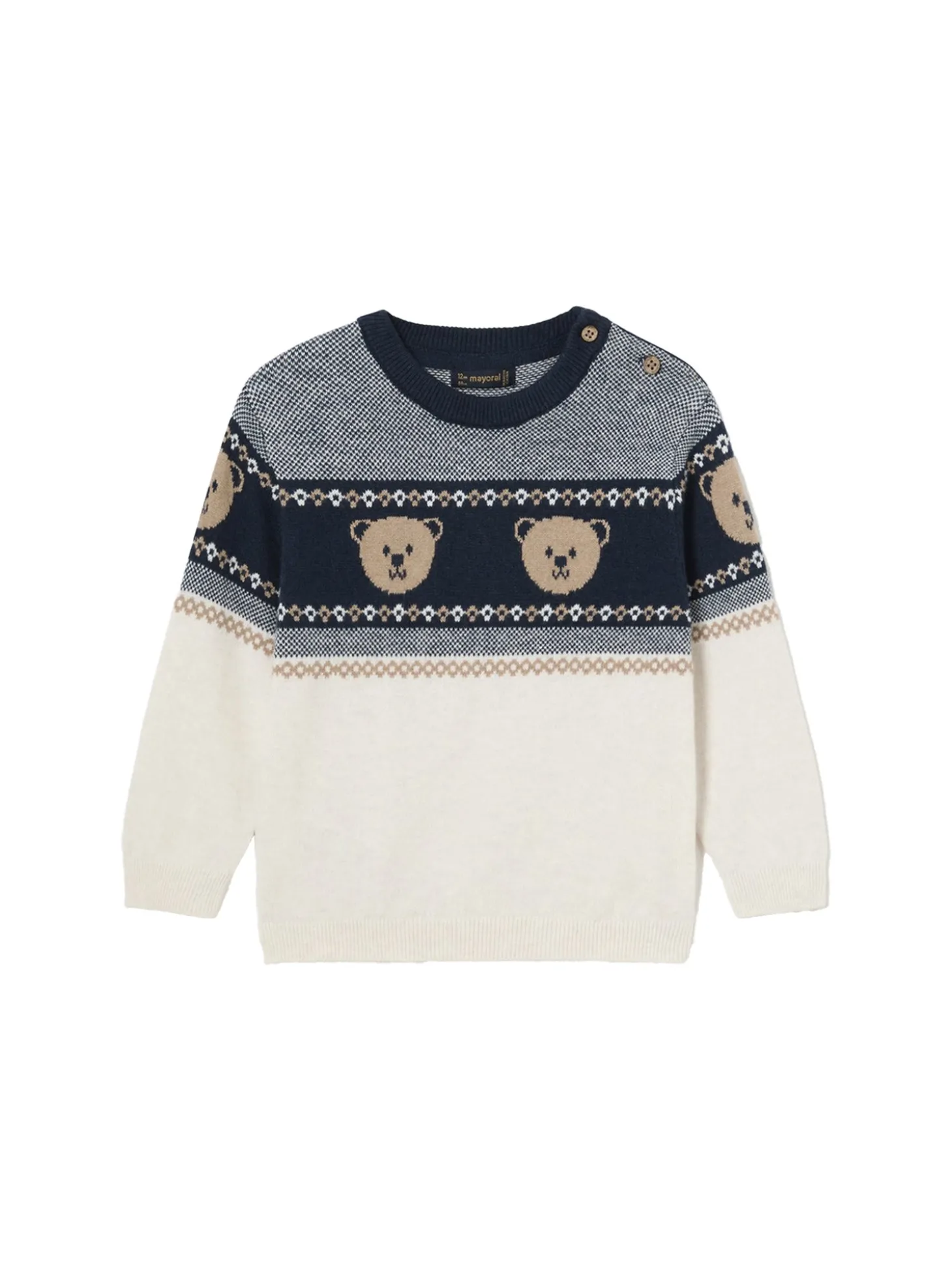 Girocollo jacquard beige/blu