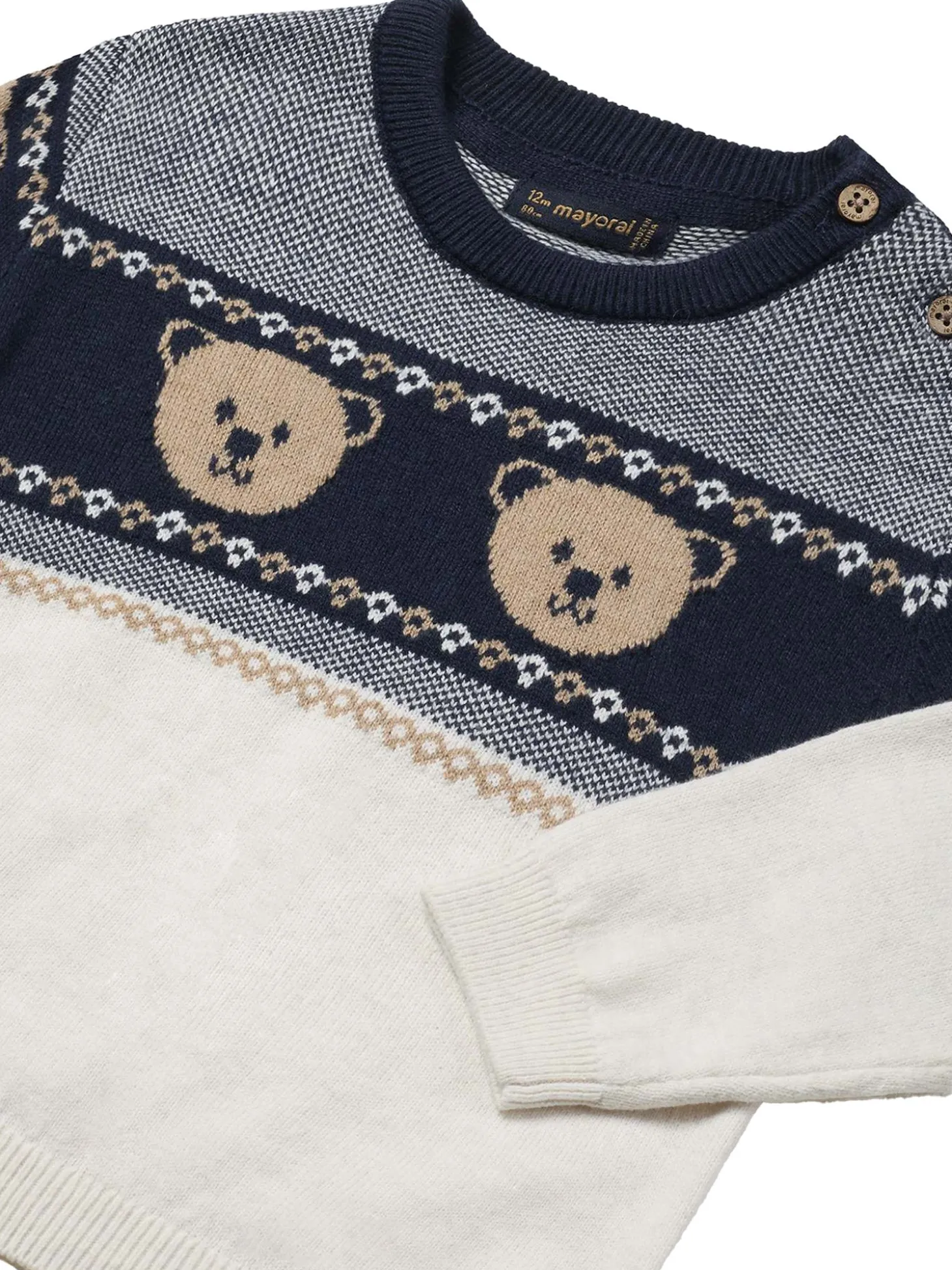 Girocollo jacquard beige/blu