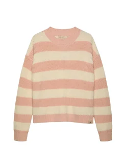 Girocollo kids a righe taglio relaxed bianco/rosa