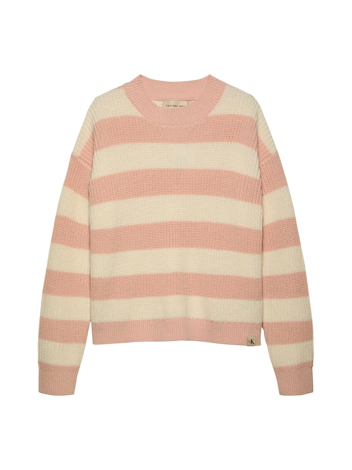 Girocollo kids a righe taglio relaxed bianco/rosa