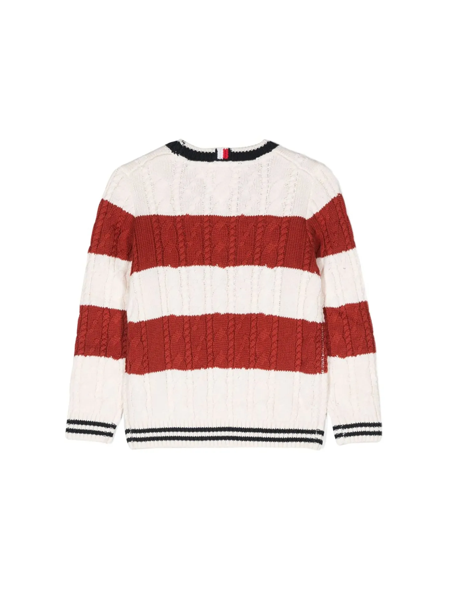 Girocollo kids maglia a trecce colorblock rosso/panna