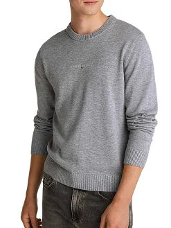 Girocollo linear con logo sul petto grigio
