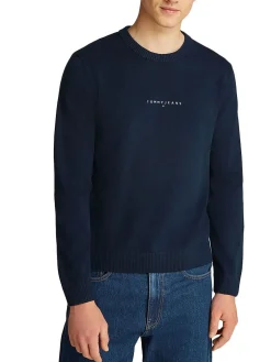 Girocollo linear con logo sul petto blu