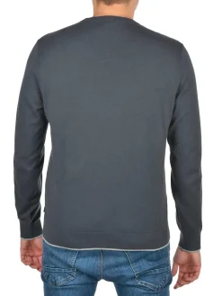 Girocollo manica lunga basic merinos avio