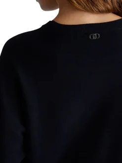 Girocollo manica lunga con strass nero