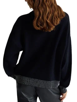 Girocollo manica lunga con strass nero