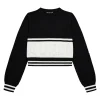 Girocollo manica lunga crop bicolor nero