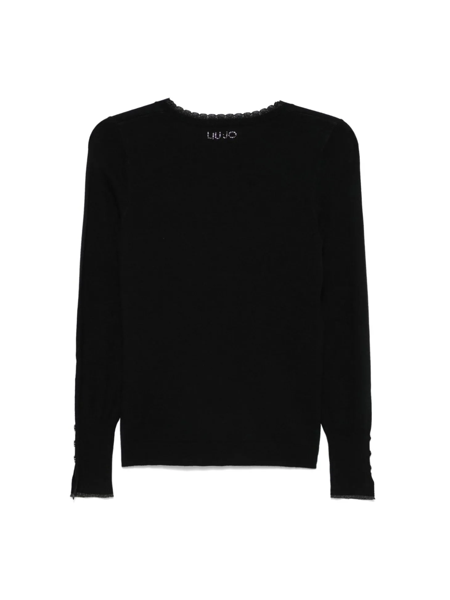 Girocollo manica lunga fondo strass nero