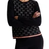 Girocollo manica lunga logo all over nero