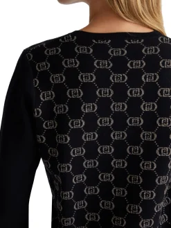 Girocollo manica lunga logo all over nero