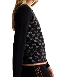 Girocollo manica lunga logo all over nero