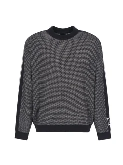 Girocollo manica lunga microfantasia grigio/blu
