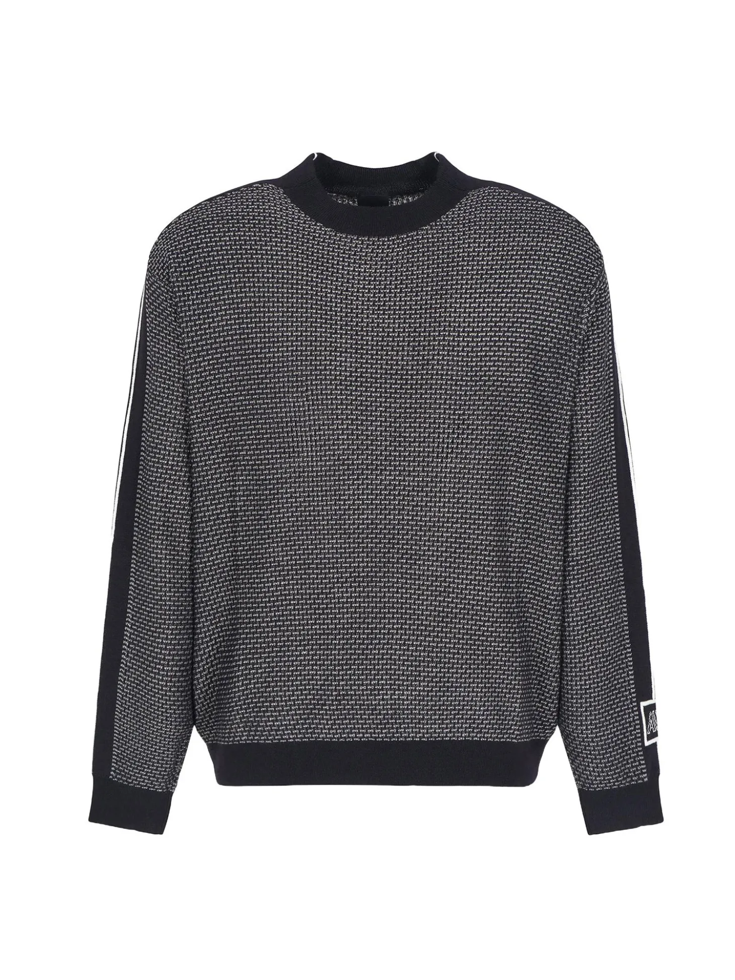 Girocollo manica lunga microfantasia grigio/blu