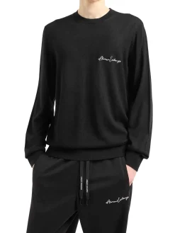 Girocollo manica lunga signature logo nero