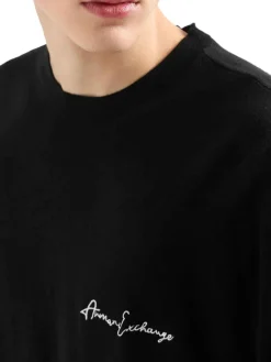 Girocollo manica lunga signature logo nero