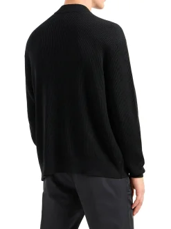 Girocollo manica lunga zip pocket nero