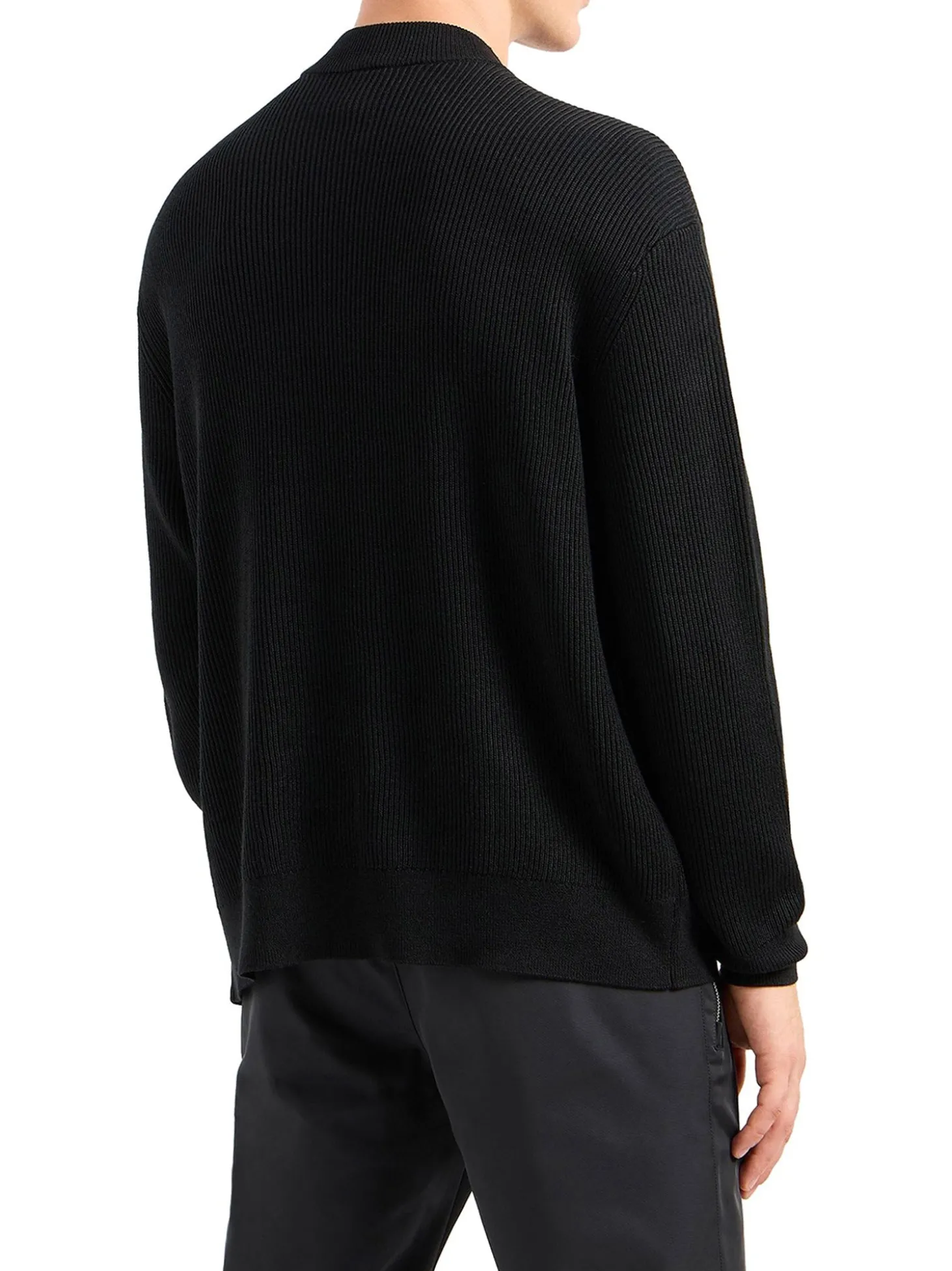 Girocollo manica lunga zip pocket nero
