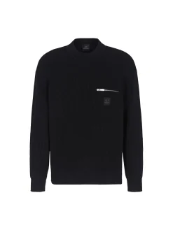 Girocollo manica lunga zip pocket nero